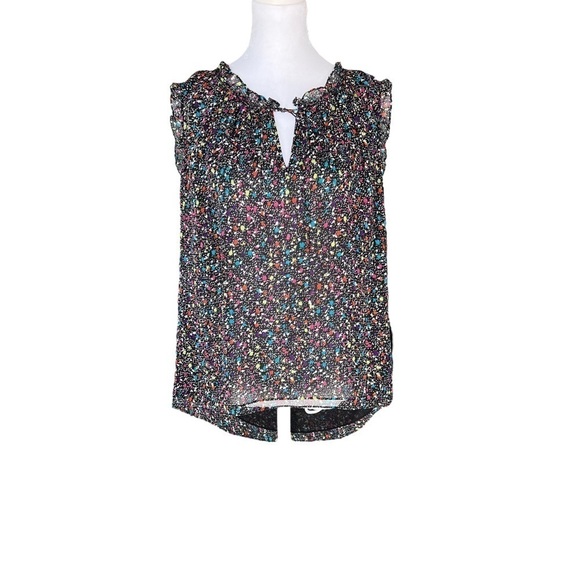Diane von Furstenberg - Rebekah Splatter-Print Silk Tank Blouse Sz 8 - Picture 2 of 8
